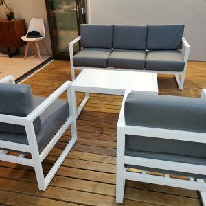 3-Piece Steel Frame Lounge Corner Patio Set